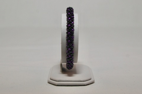 Black and Purple Polka Dot Beaded Kumihimo Bracelet